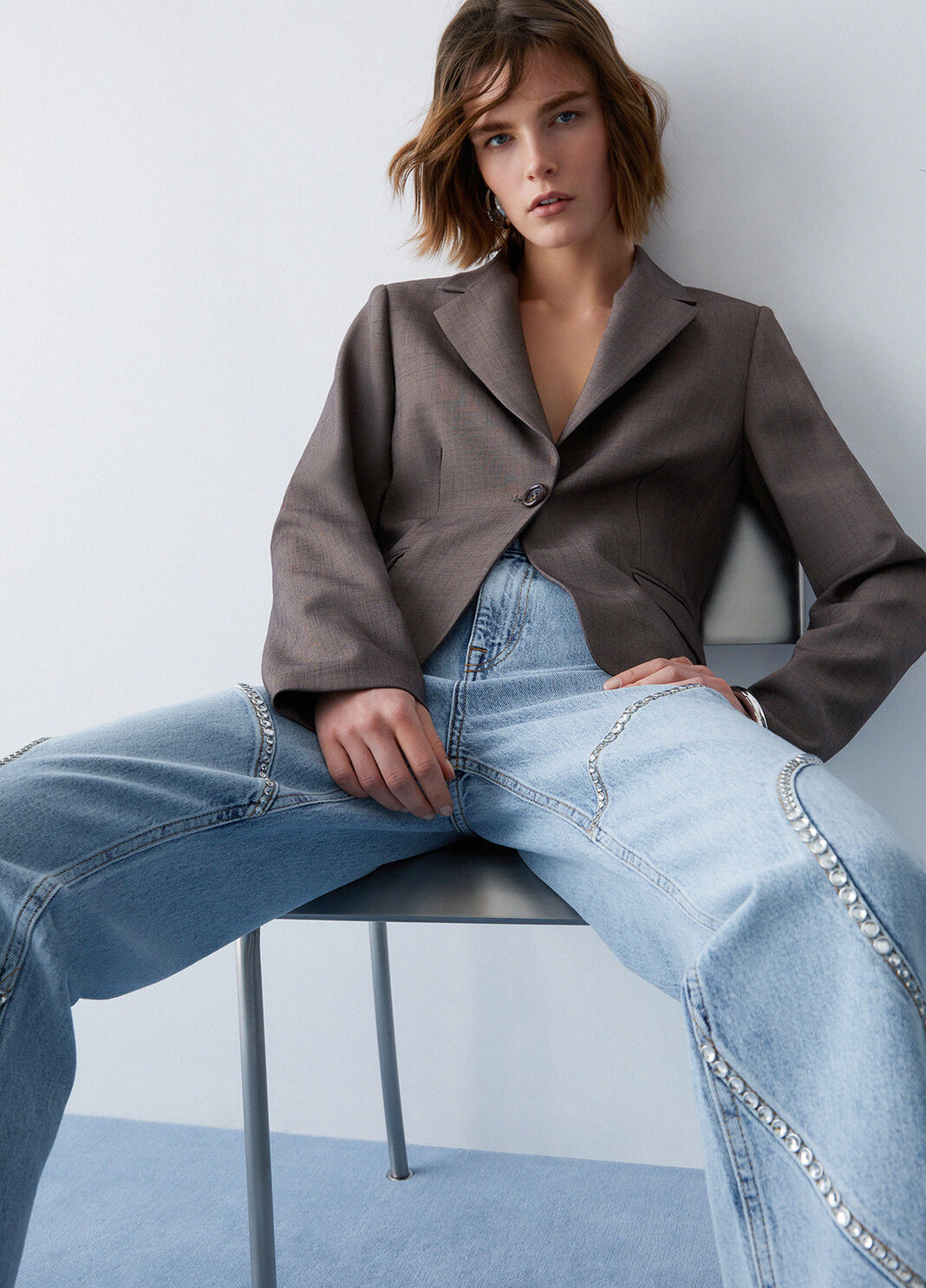 Slim-Fit-Blazer aus Melange-Stoff braun Liu Jo - large image number 2