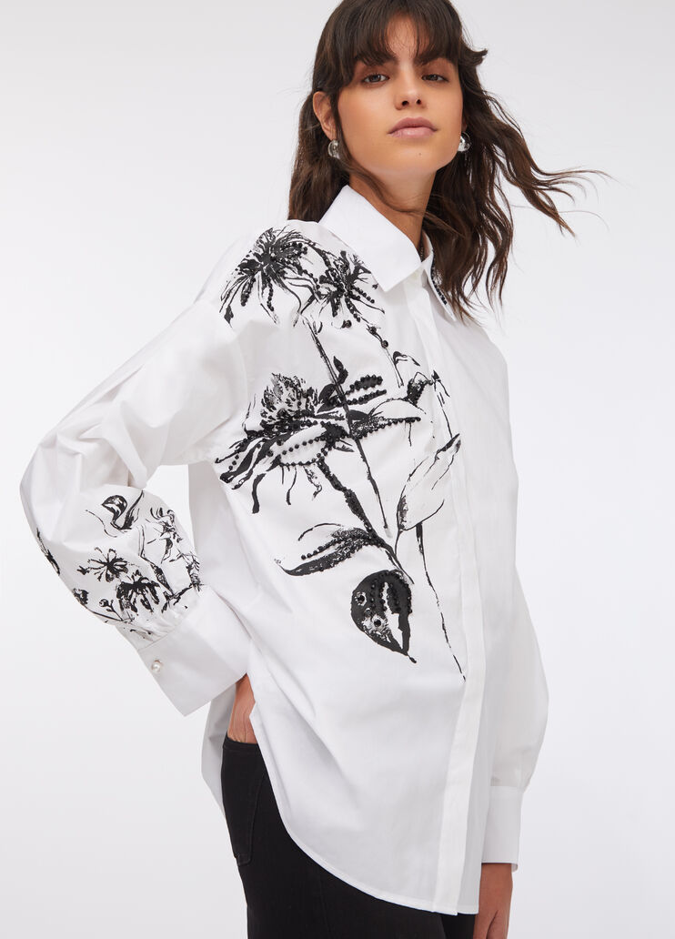 Оверсайз-рубашка из поплина с принтом белый Liu Jo - medium