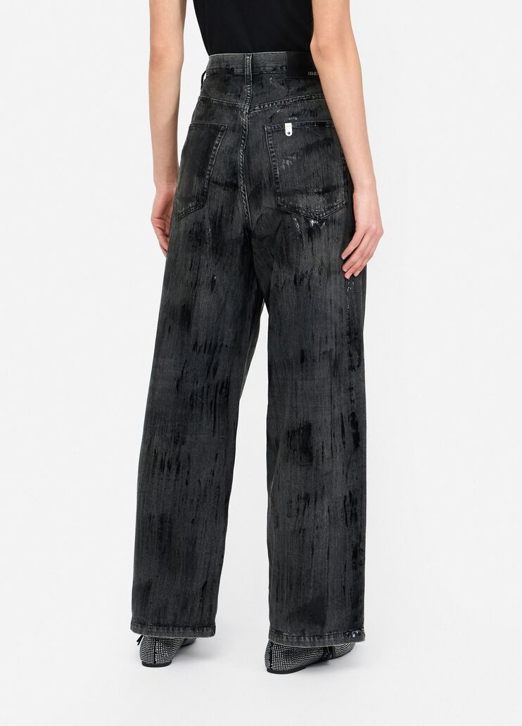 Flared jeans with coated detailing black denim Liu Jo - large image number 1