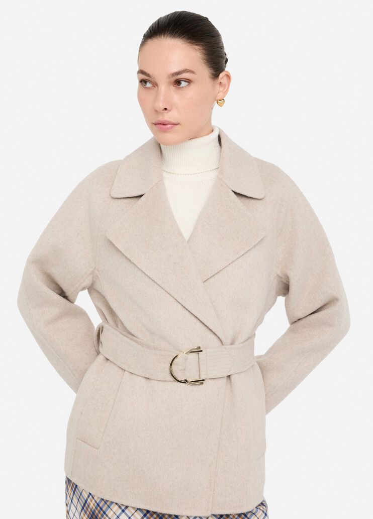 Manteau en laine avec ceinture beige Liu Jo - large image number 2 Manteau en laine avec ceinture beige Liu Jo - large image number 2
