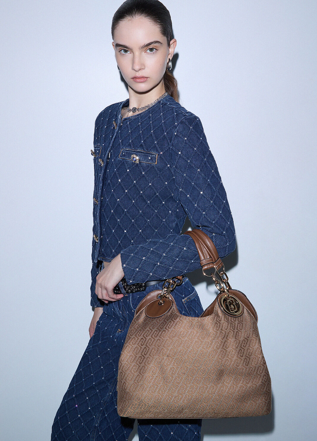 Medium Jacquard Satchel Bag beige Liu Jo - large image number 0