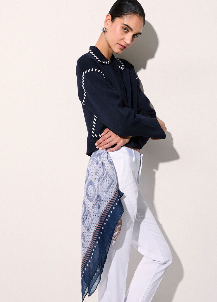 Foulard grande con logo blu scuro Liu Jo - medium