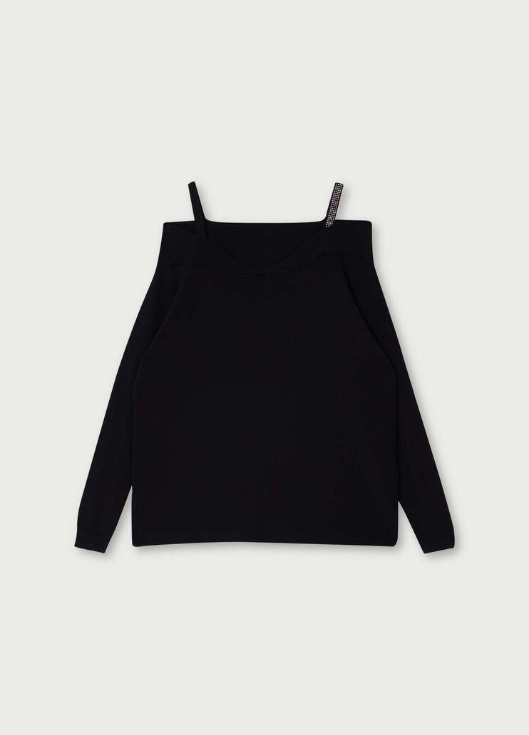 Jumper with Bardot neckline Black Liu Jo - large image number 4 Jumper with Bardot neckline Black Liu Jo - large image number 4