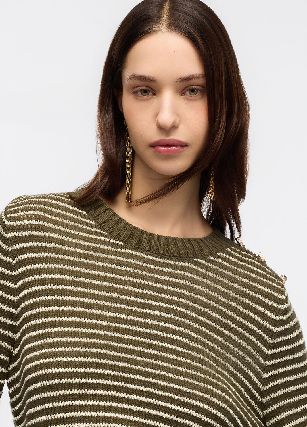 Полосатый джемпер с люрексом&reg; оливковый Liu Jo - large image number 2