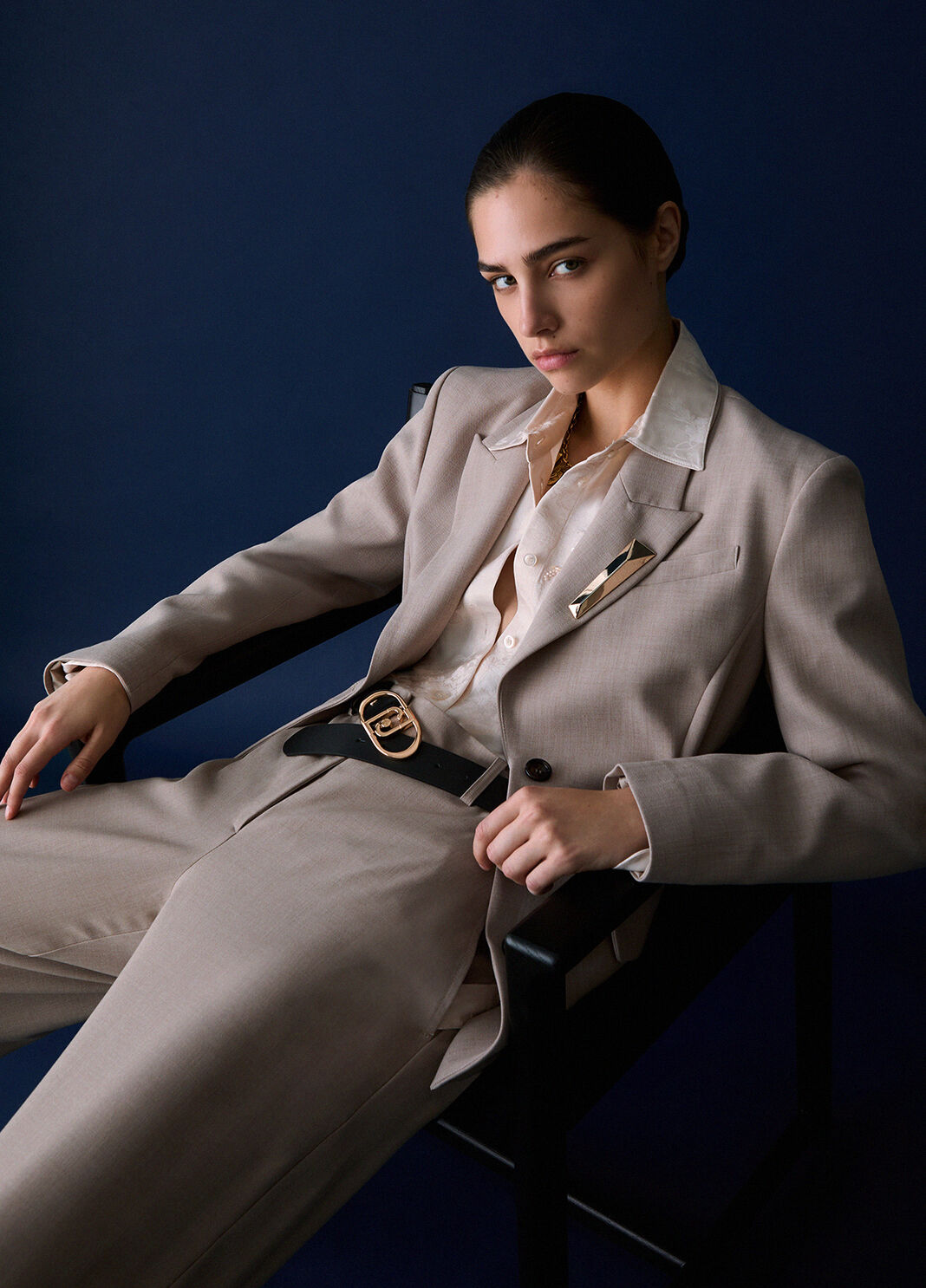 M&eacute;lange-Blazer mit Schnallen beige Liu Jo - large image number 3