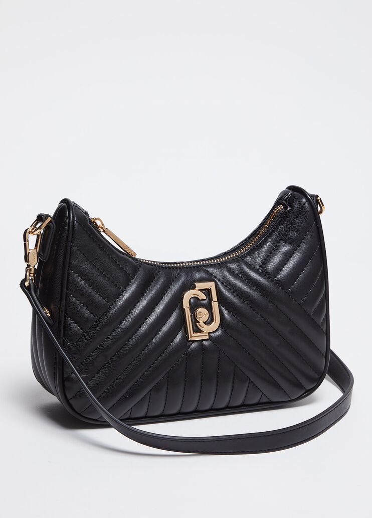 Quilted crossbody bag with charm colour black | Liu Jo