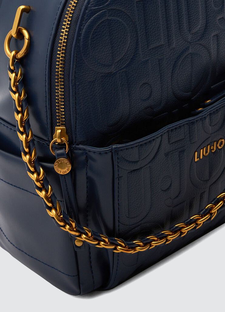 Backpack with logo and chain dark blue Liu Jo - medium Backpack with logo and chain dark blue Liu Jo - medium