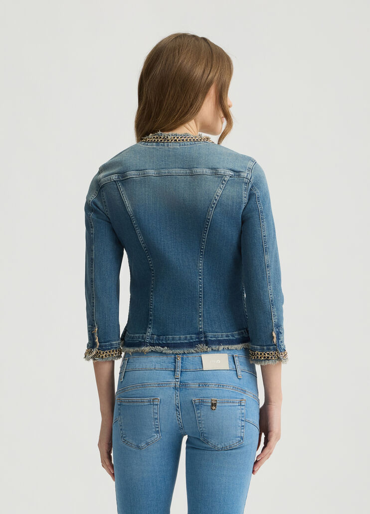 Denim jacket with chain detailing blue denim Liu Jo - large image number 1 Denim jacket with chain detailing blue denim Liu Jo - large image number 1