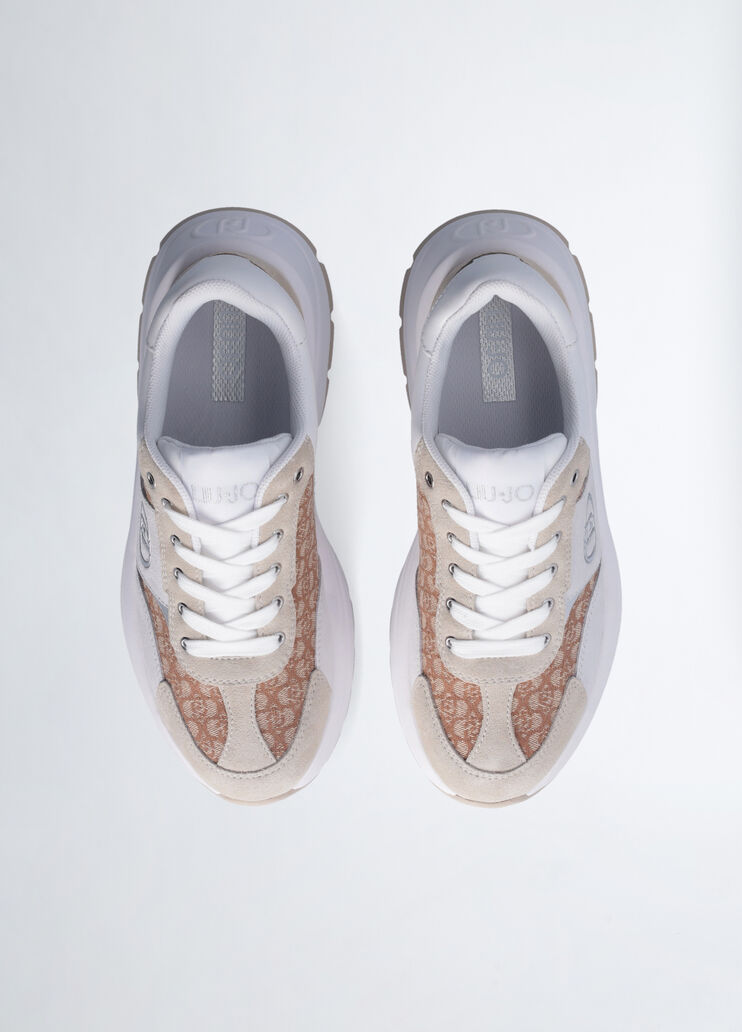 Suede monogram sneakers white/beige Liu Jo - large image number 4 Suede monogram sneakers white/beige Liu Jo - large image number 4