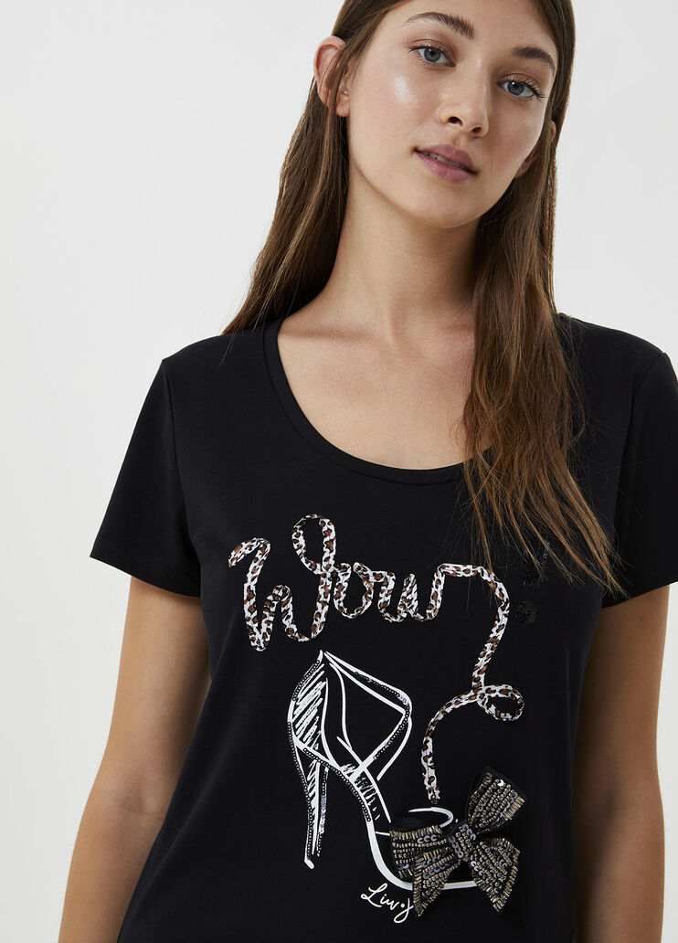 T-shirt with print and appliqués Black Liu Jo - large image number 2
