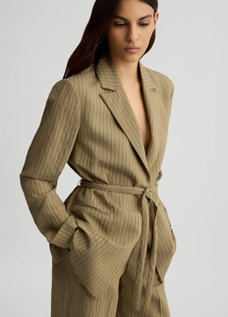 Striped blazer with belt green Liu Jo - large image number 3 Striped blazer with belt green Liu Jo - large image number 3