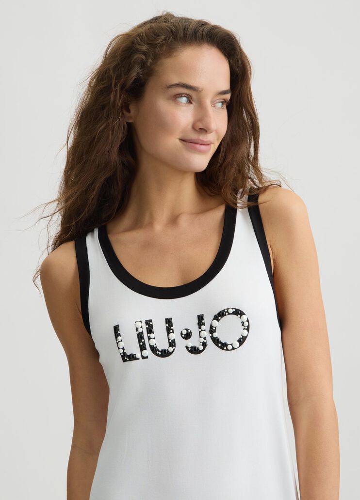 Long dress with logo white/black Liu Jo - medium Long dress with logo white/black Liu Jo - medium