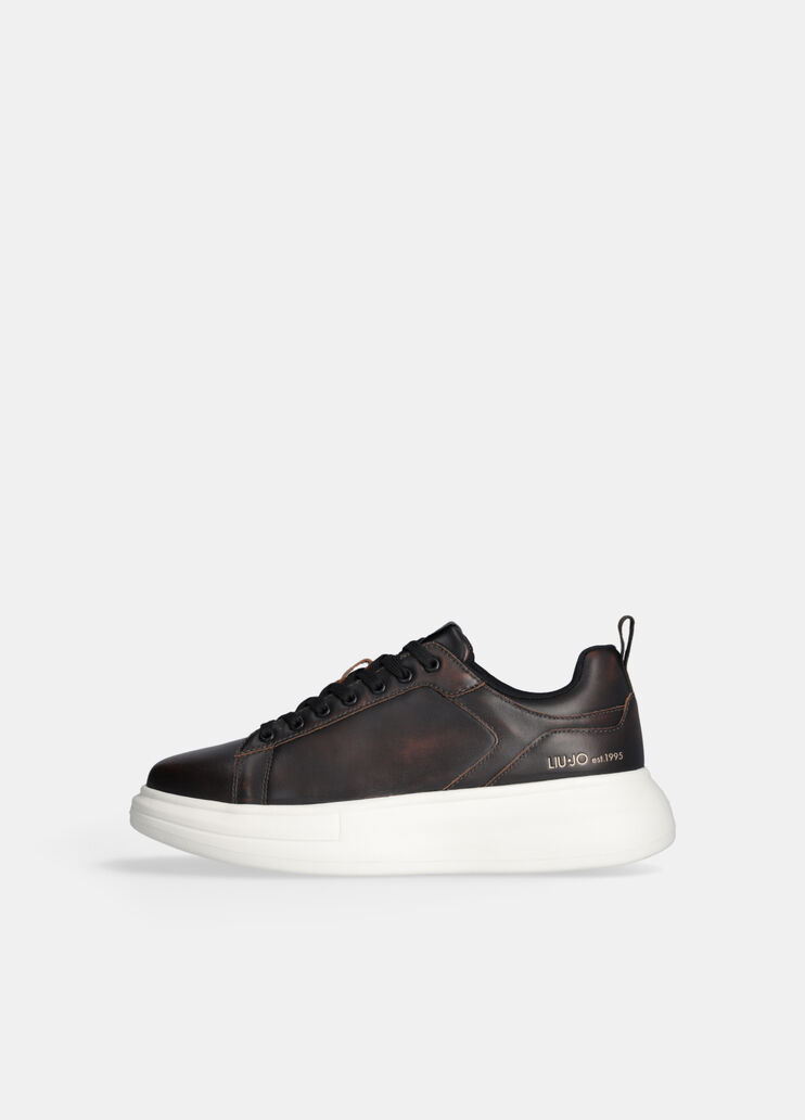 Brushed leather platform sneakers brown Liu Jo - large image number 4 Brushed leather platform sneakers brown Liu Jo - large image number 4