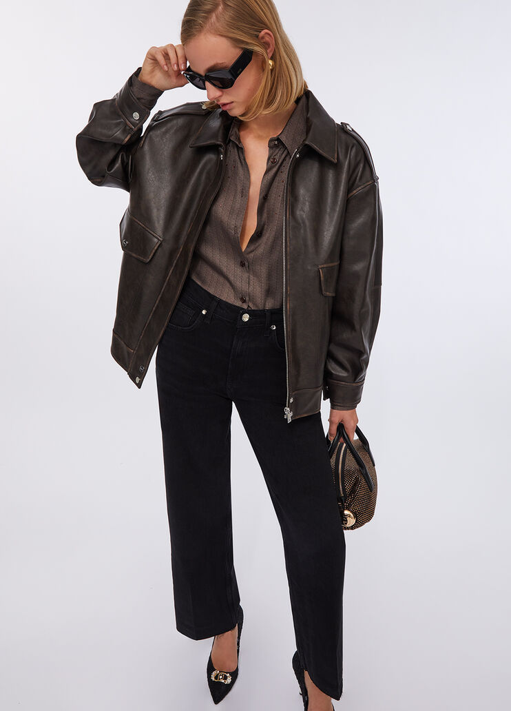 Low-rise wide-leg jeans black denim Liu Jo - large image number 4 Low-rise wide-leg jeans black denim Liu Jo - large image number 4