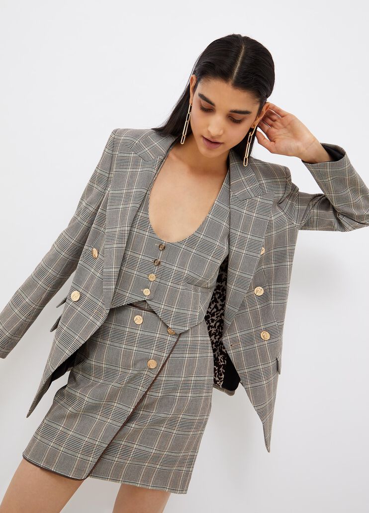Blazer dal taglio maschile cammello/check Liu Jo - large image number 0 Blazer dal taglio maschile cammello/check Liu Jo - large image number 0