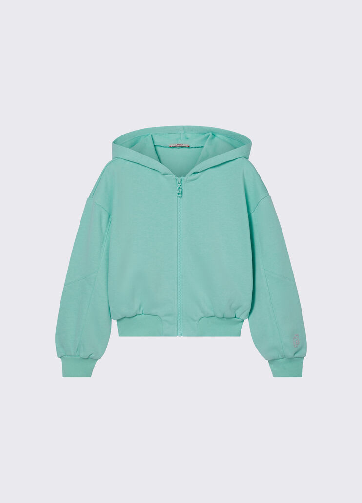 Hooded sweatshirt with zip mint green Liu Jo - medium