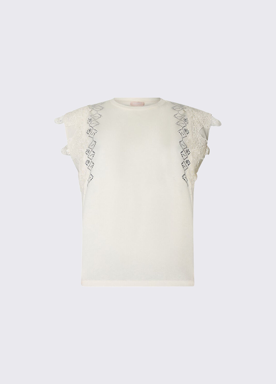 Футболка с декором макраме белая шерсть Liu Jo - large image number 6