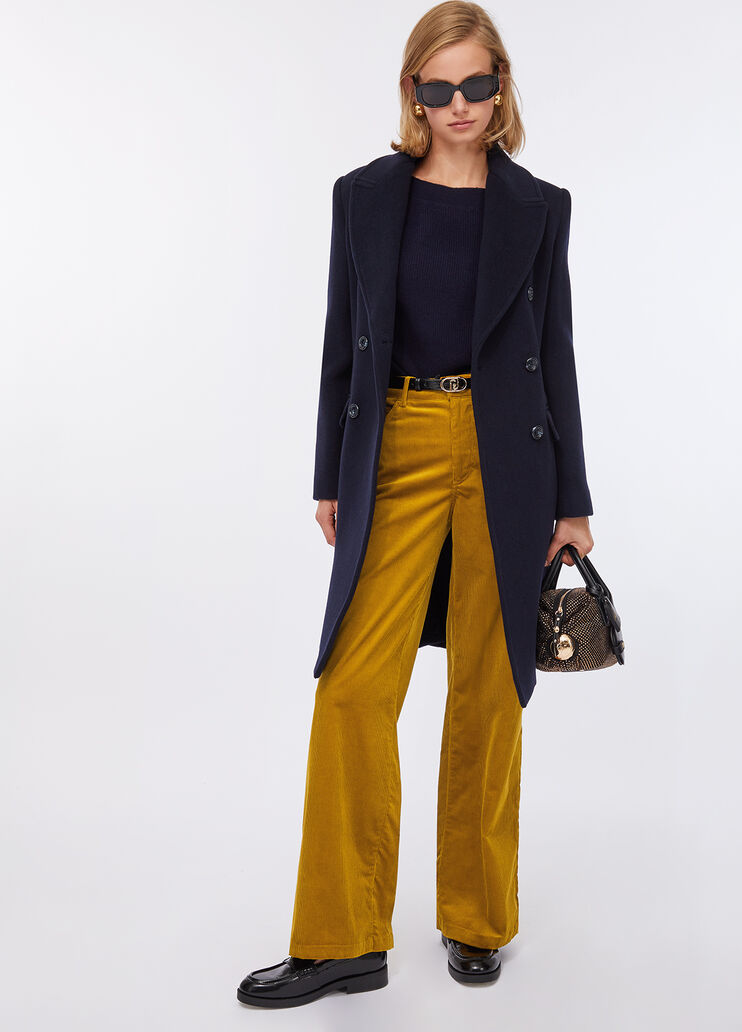 Abrigo de doble botonadura de lana azul marino Liu Jo - large image number 5