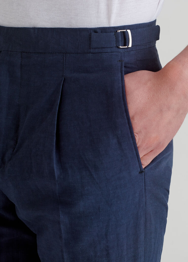 Pantalone in misto lino con pinces Dark Blue Liu Jo - large image number 4