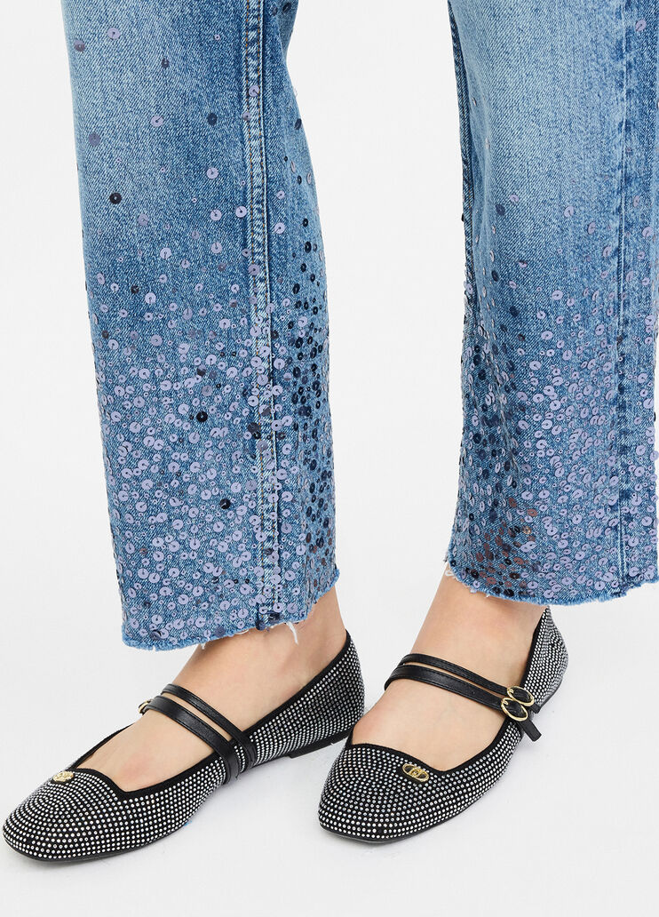 Gerade geschnittene Jeans mit Pailletten Denimblau Liu Jo - large image number 2