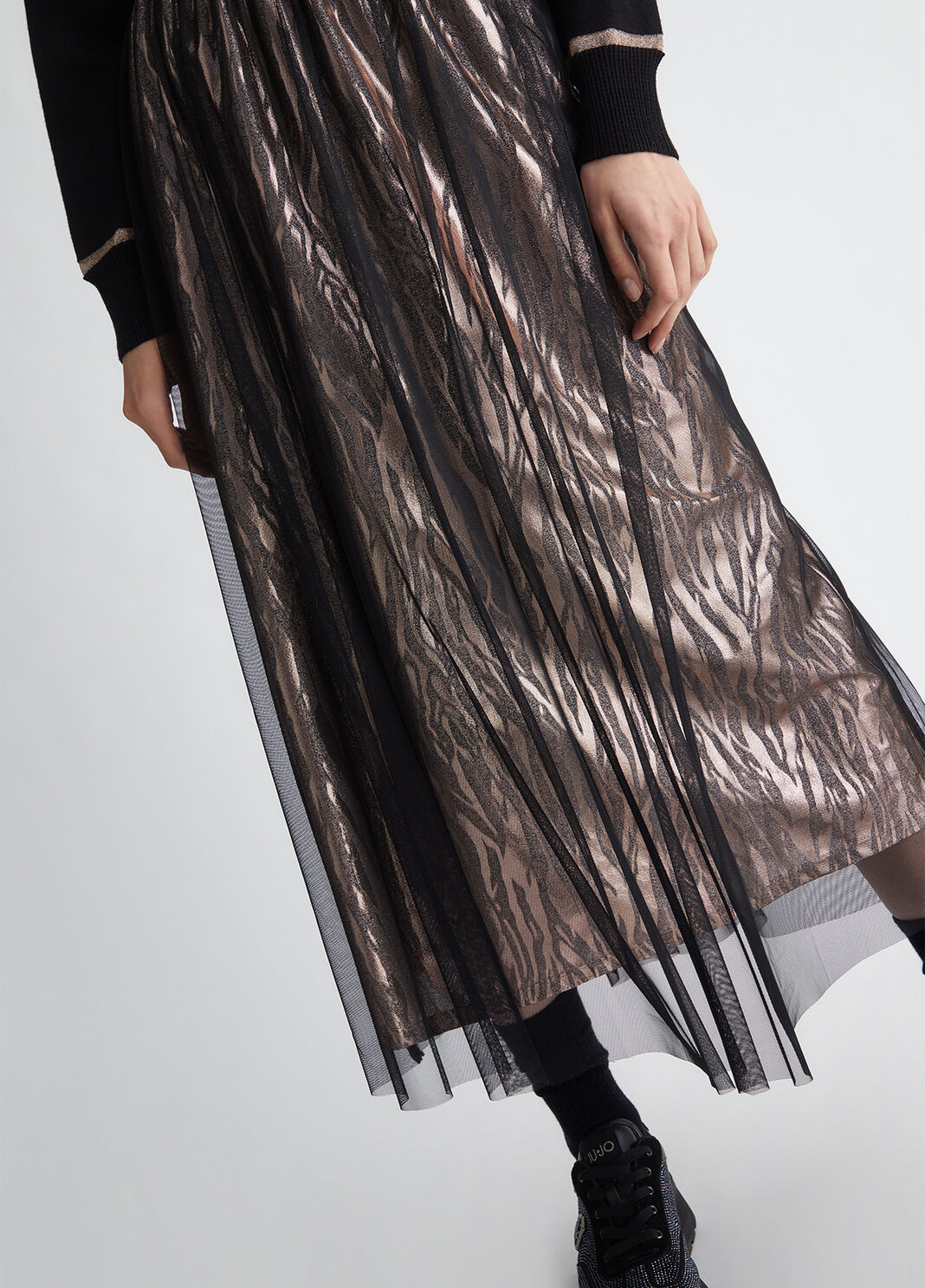 Gonna animalier in jersey nero Liu Jo - large image number 2