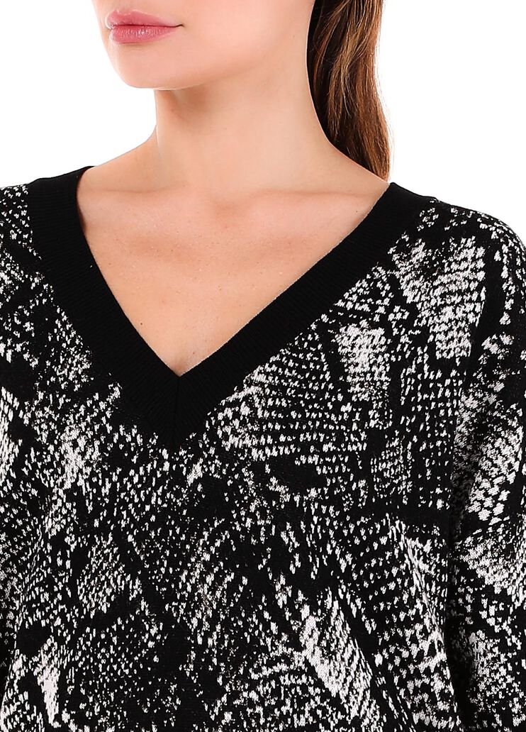 Pullover mit Python-Print Jacquard Schwarz/Python Liu Jo - large image number 2