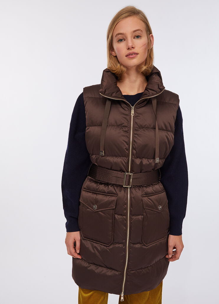 Doudoune sans manches longue chocolat Liu Jo - large image number 0 Doudoune sans manches longue chocolat Liu Jo - large image number 0
