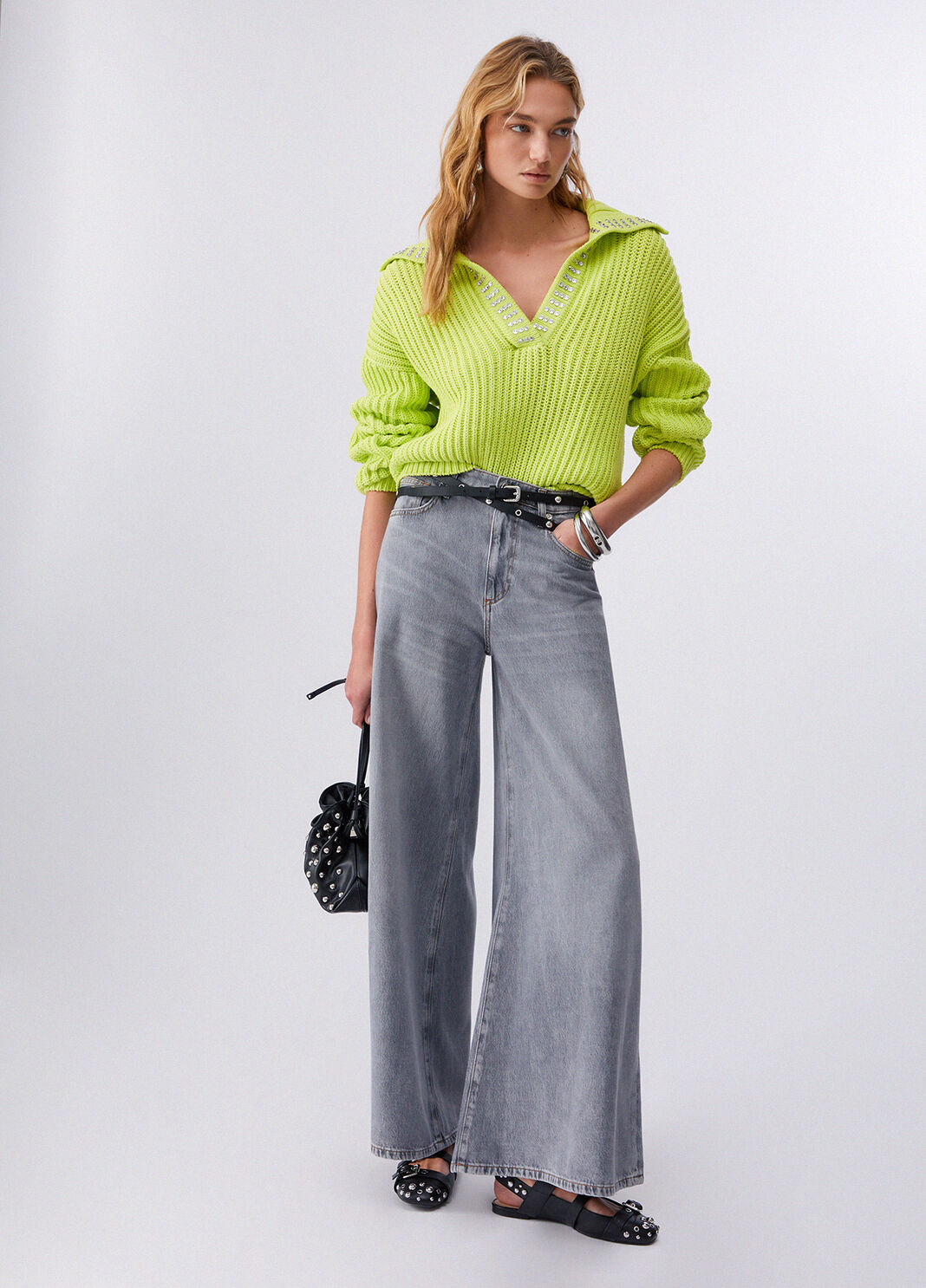 Jumper with rhinestones green Liu Jo - large image number 5