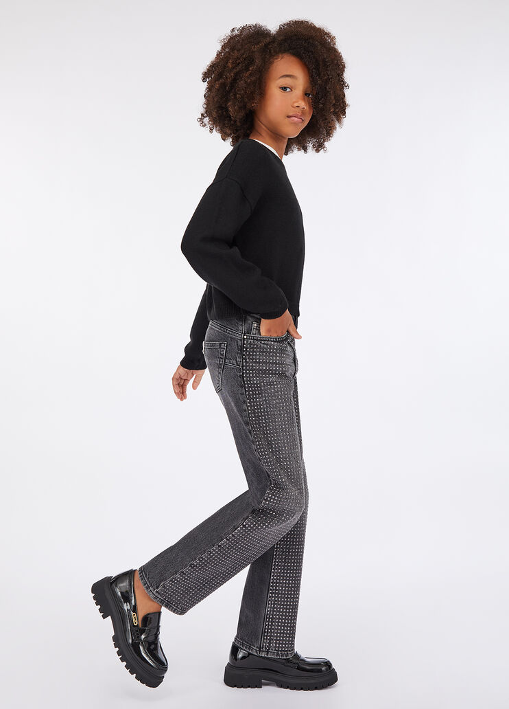 Straight-leg jeans with rhinestones grey denim Liu Jo - large image number 0 Straight-leg jeans with rhinestones grey denim Liu Jo - large image number 0