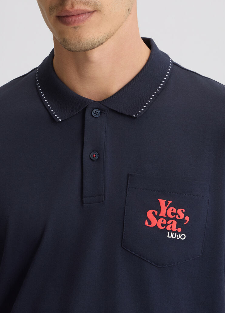 Blue polo shirt with pocket dark blue Liu Jo - medium Blue polo shirt with pocket dark blue Liu Jo - medium