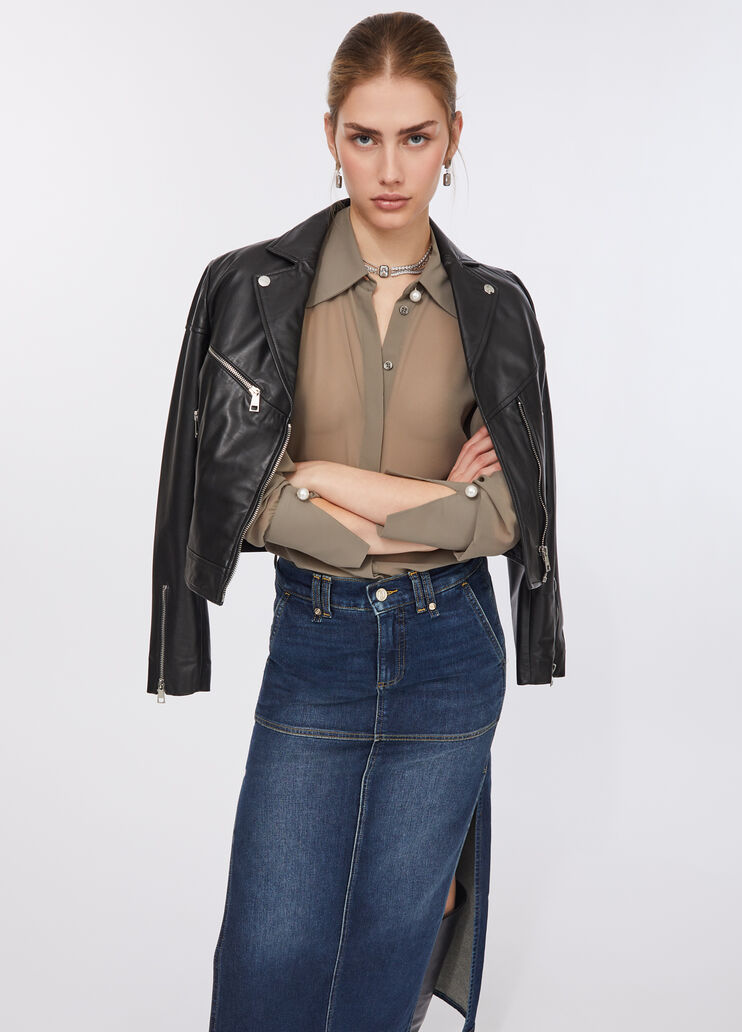 Рубашка с жемчужинами спаржевый Liu Jo - medium