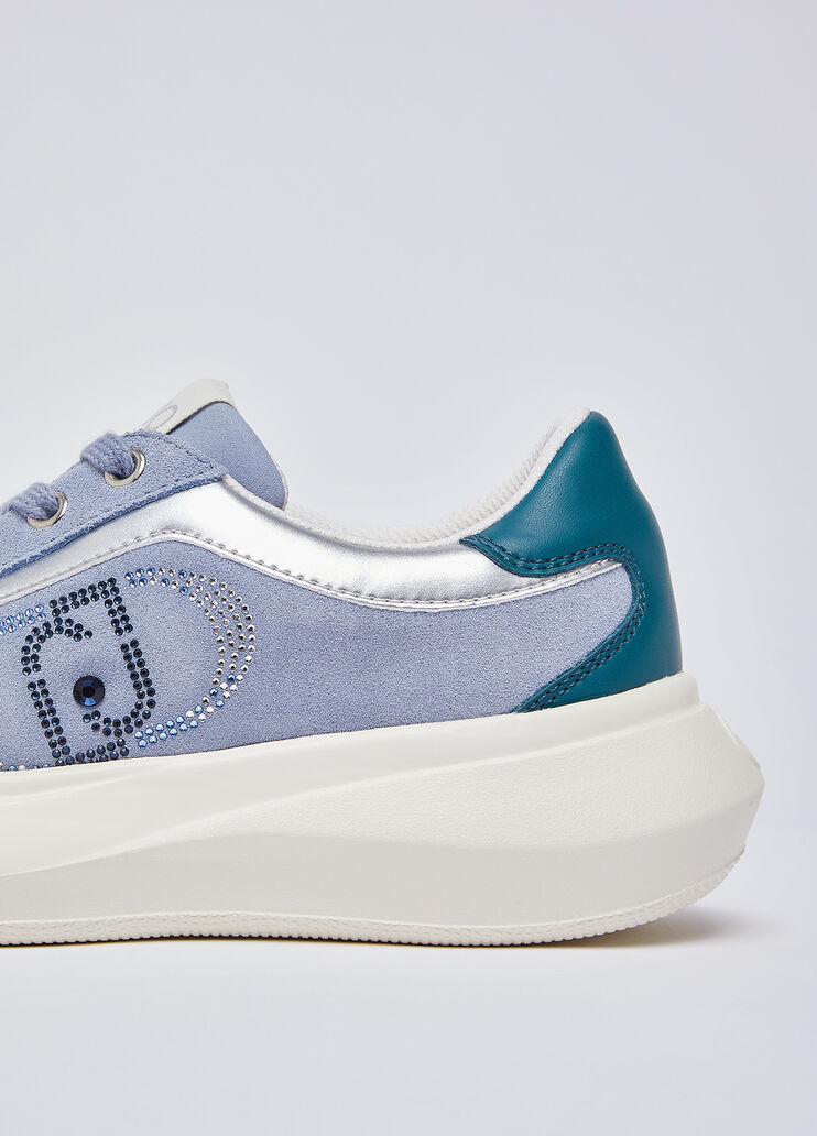 Sneakers en daim avec strass bleu clair Liu Jo - medium