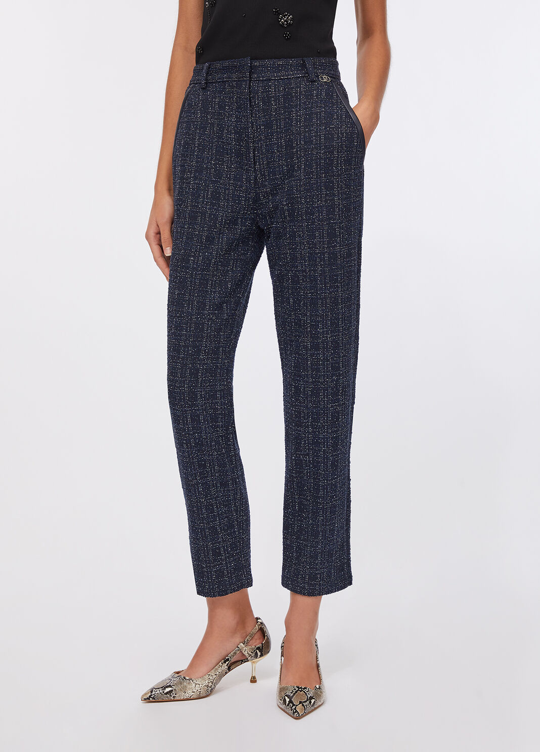 Pantalon en boucl&eacute; bleu fonc&eacute; Liu Jo - large image number 0