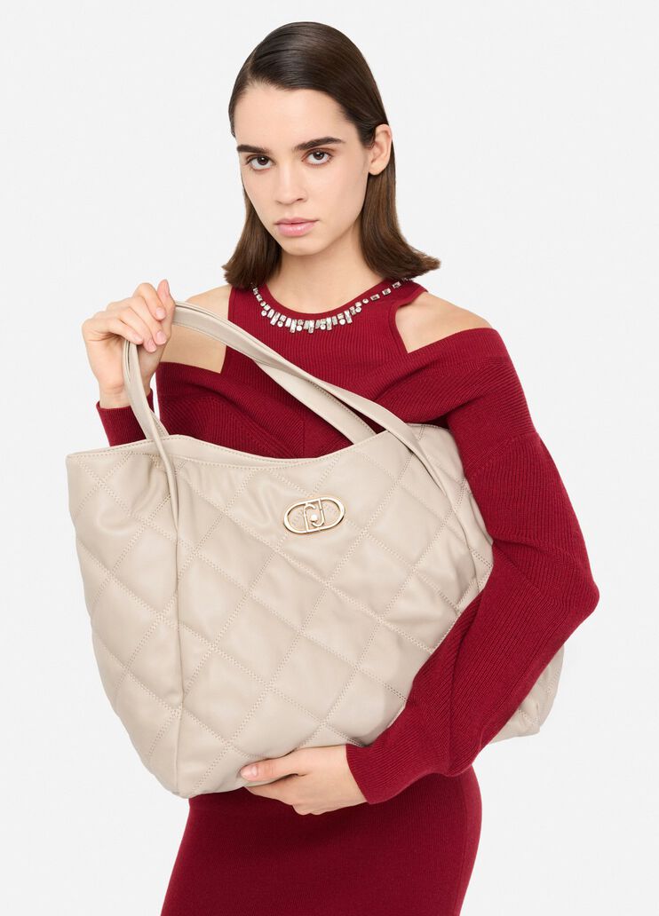 Große Tote Bag aus Matelassé Beige Liu Jo - medium Große Tote Bag aus Matelassé Beige Liu Jo - medium