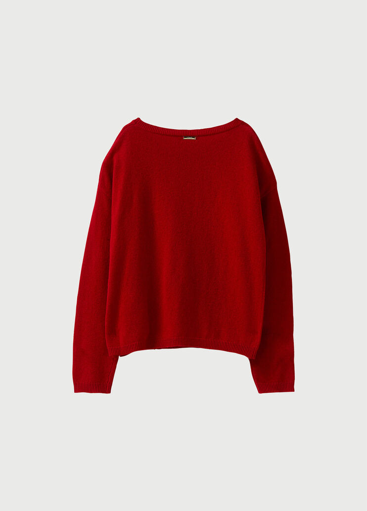 Heart and appliqués jumper. Ruby Red Liu Jo - large image number 1 Heart and appliqués jumper. Ruby Red Liu Jo - large image number 1