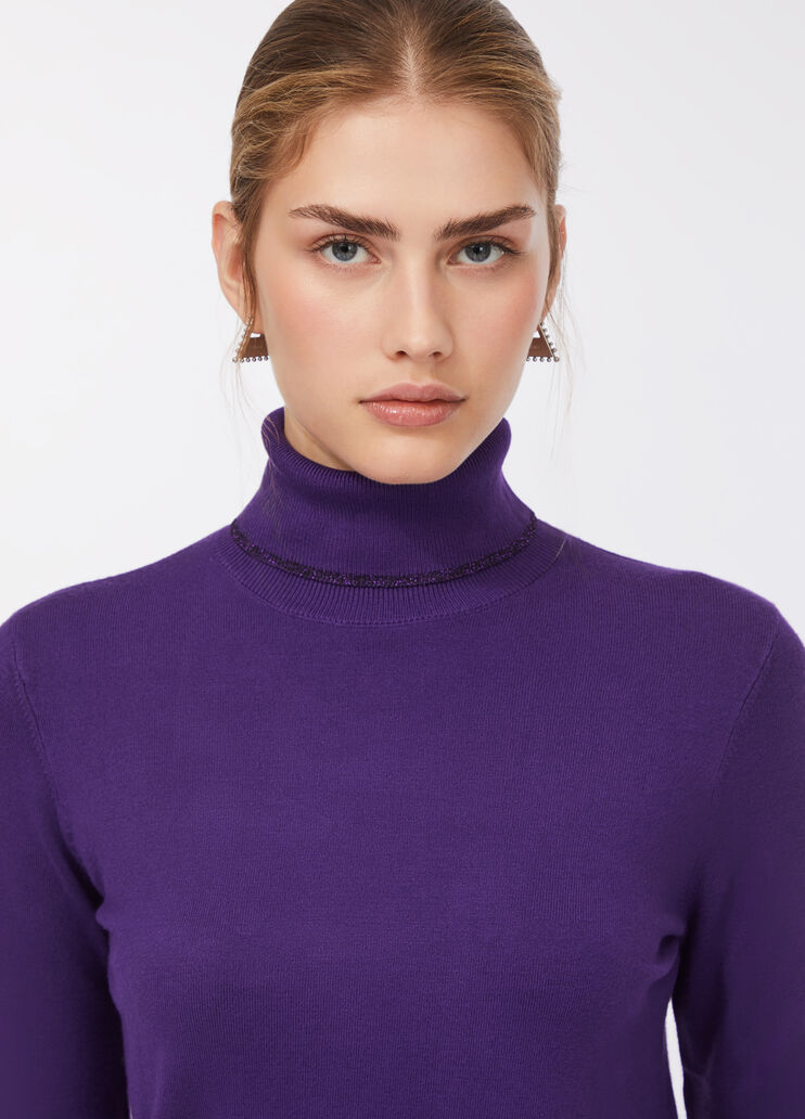 Polo-neck with lurex® details purple Liu Jo - large image number 2