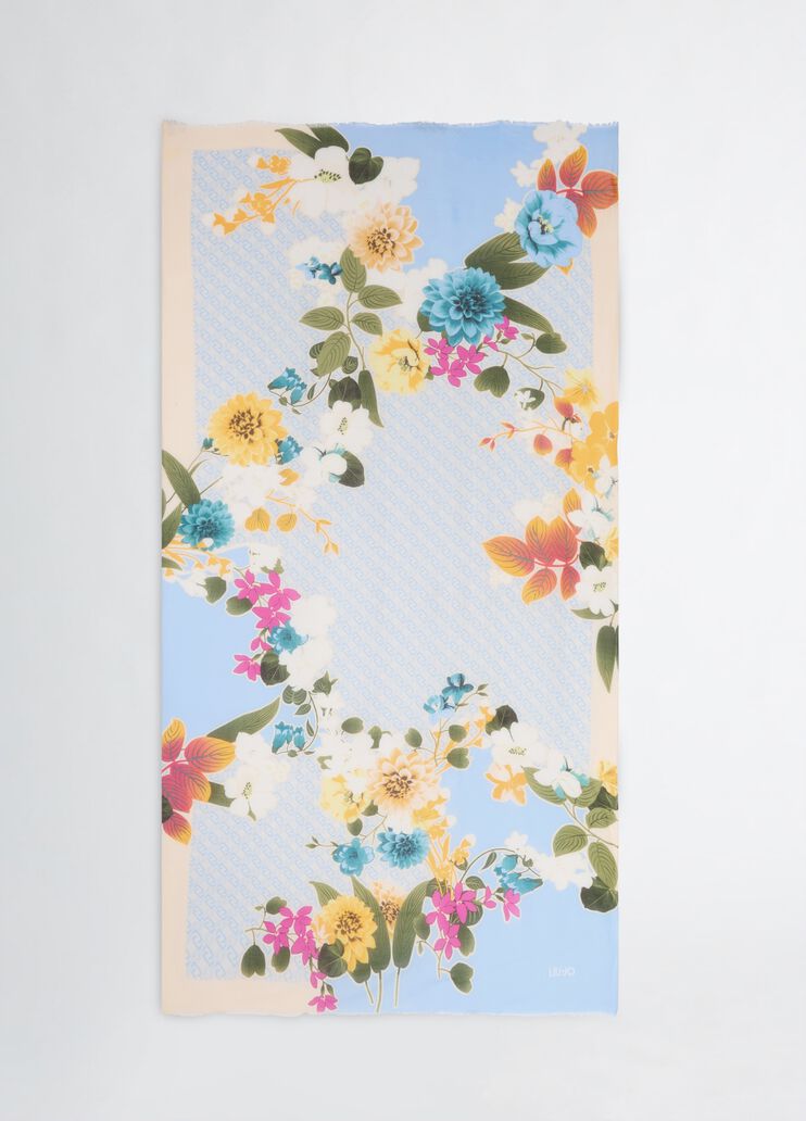 Shawl with floral print sky blue Liu Jo - large image number 2 Shawl with floral print sky blue Liu Jo - large image number 2