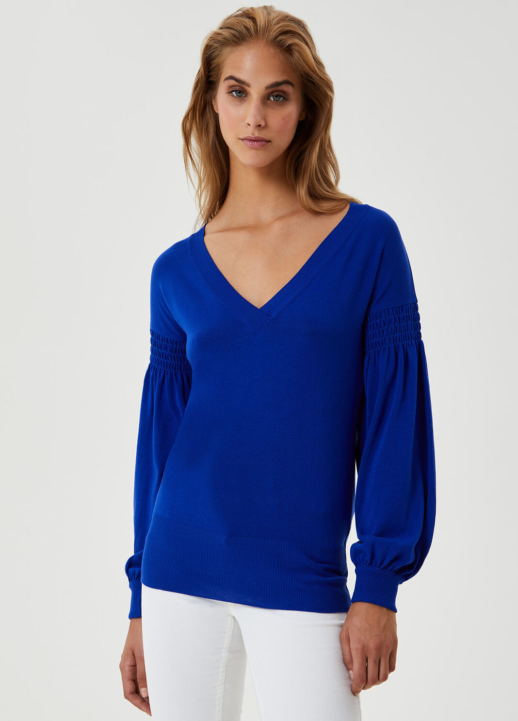 Джемпер с присборкой Голубой Liu Jo - large image number 0