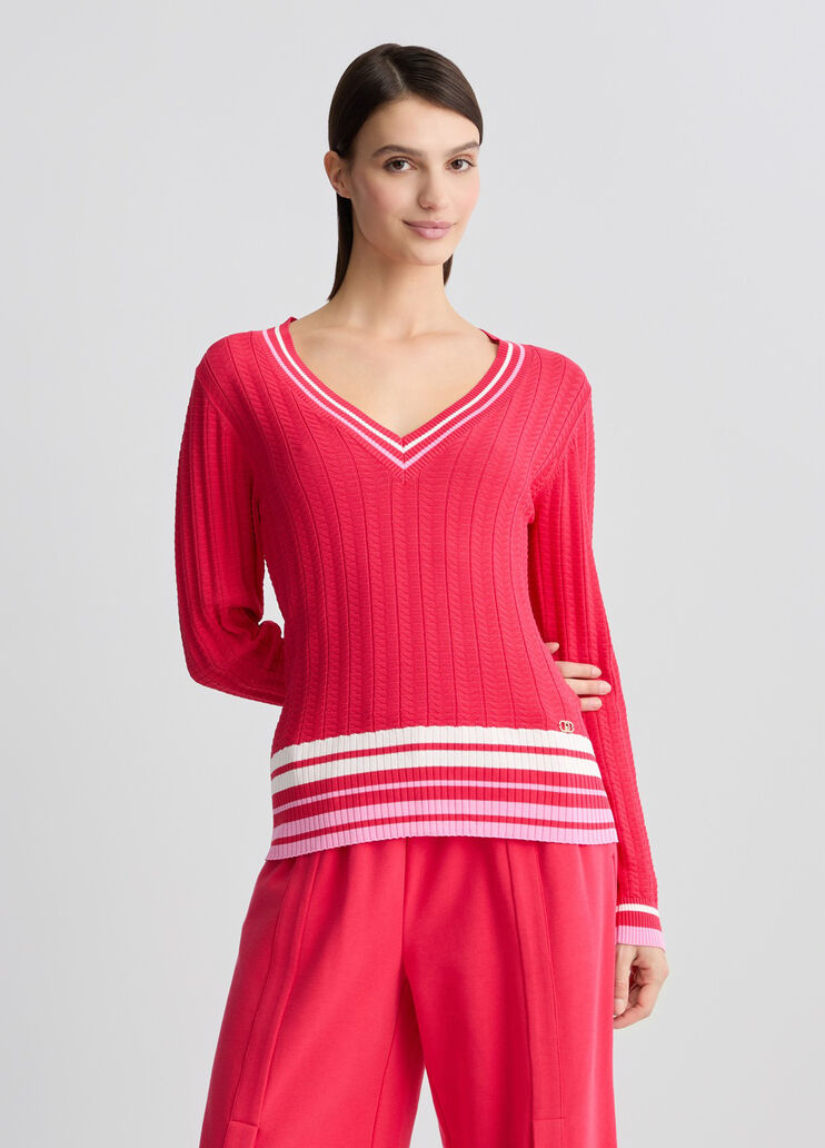 Red V-neck jumper red Liu Jo - large image number 0 Red V-neck jumper red Liu Jo - large image number 0