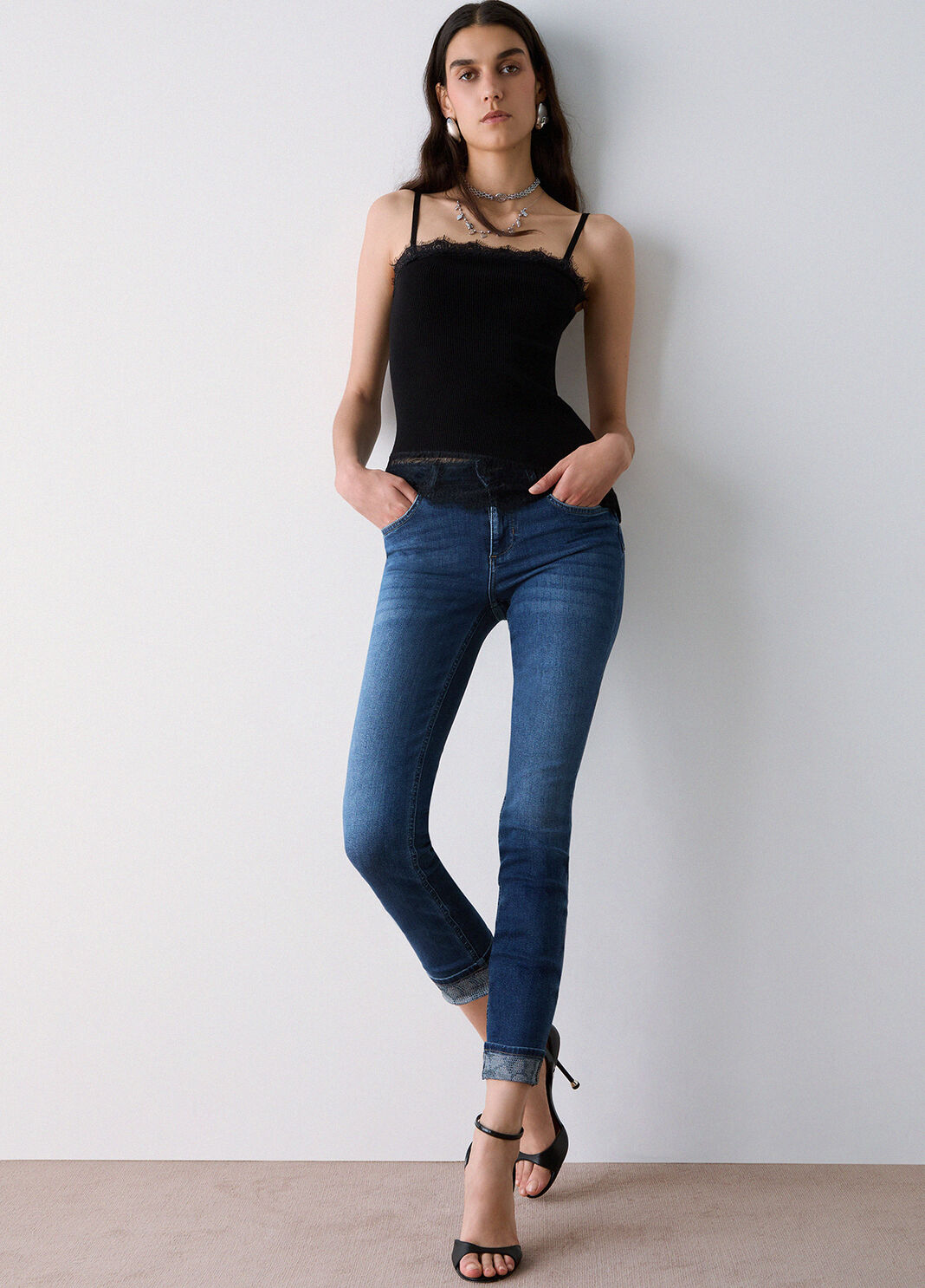 Jean skinny avec ornements denim bleu fonc&eacute; Liu Jo - large image number 2