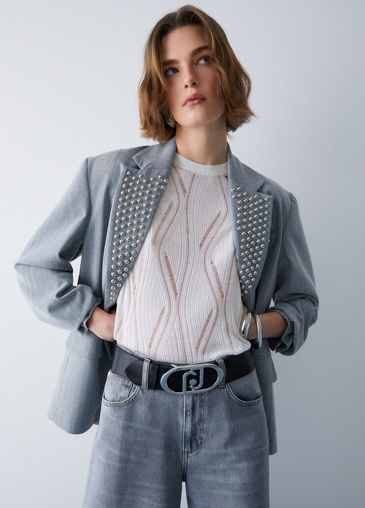 Cintura bustier in pelle nero/argento Liu Jo - medium