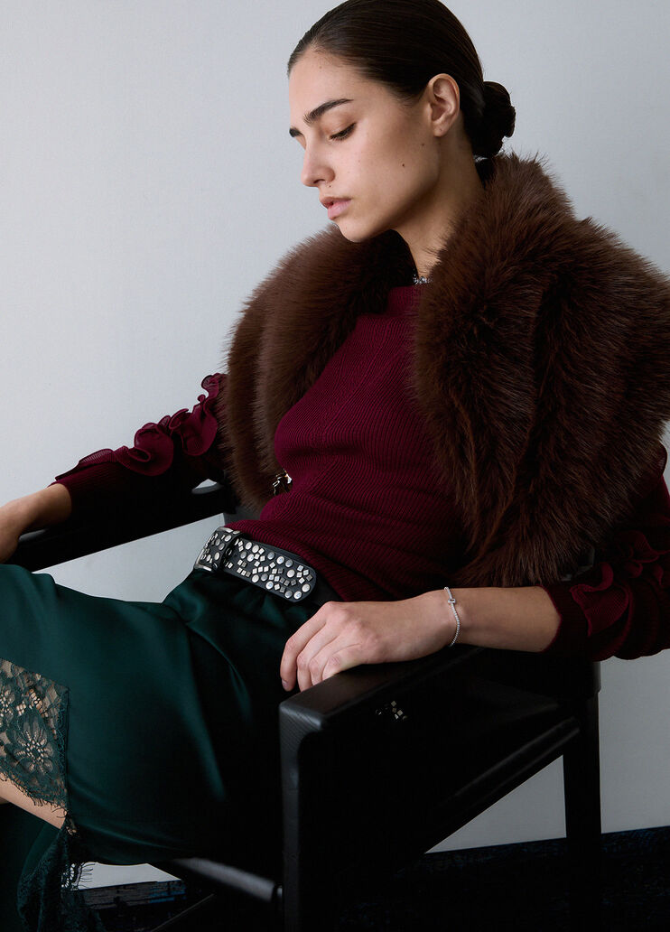 Maglia in lana con rouches rosso Liu Jo - medium