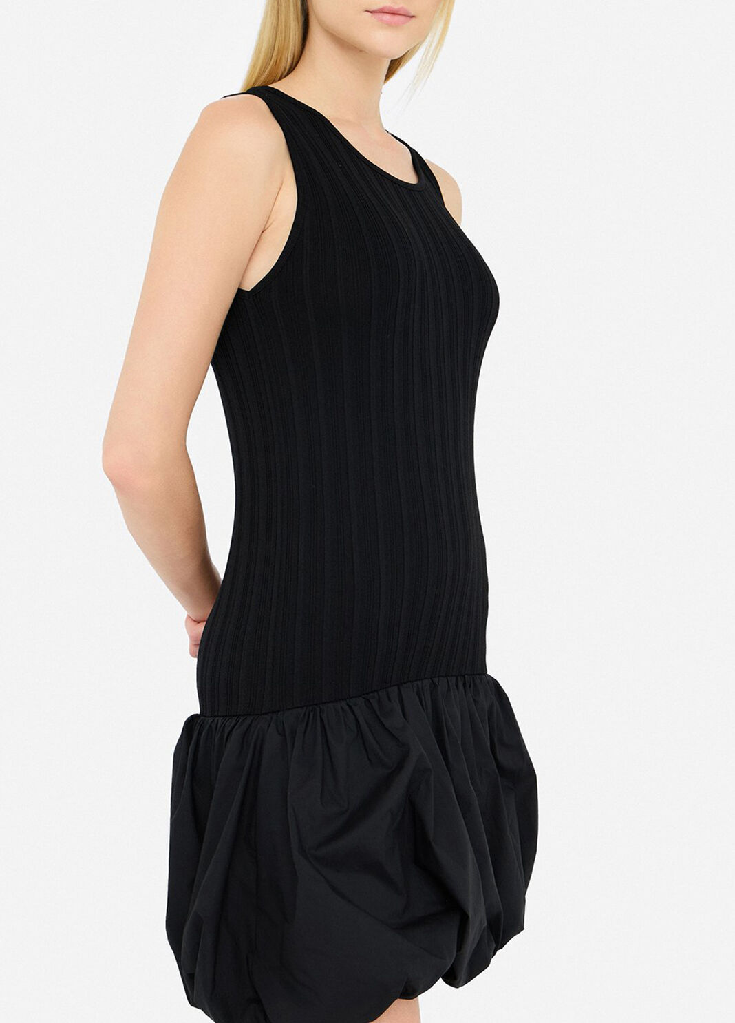 Kurzes Kleid aus Strick und Popeline Schwarz Liu Jo - large image number 2