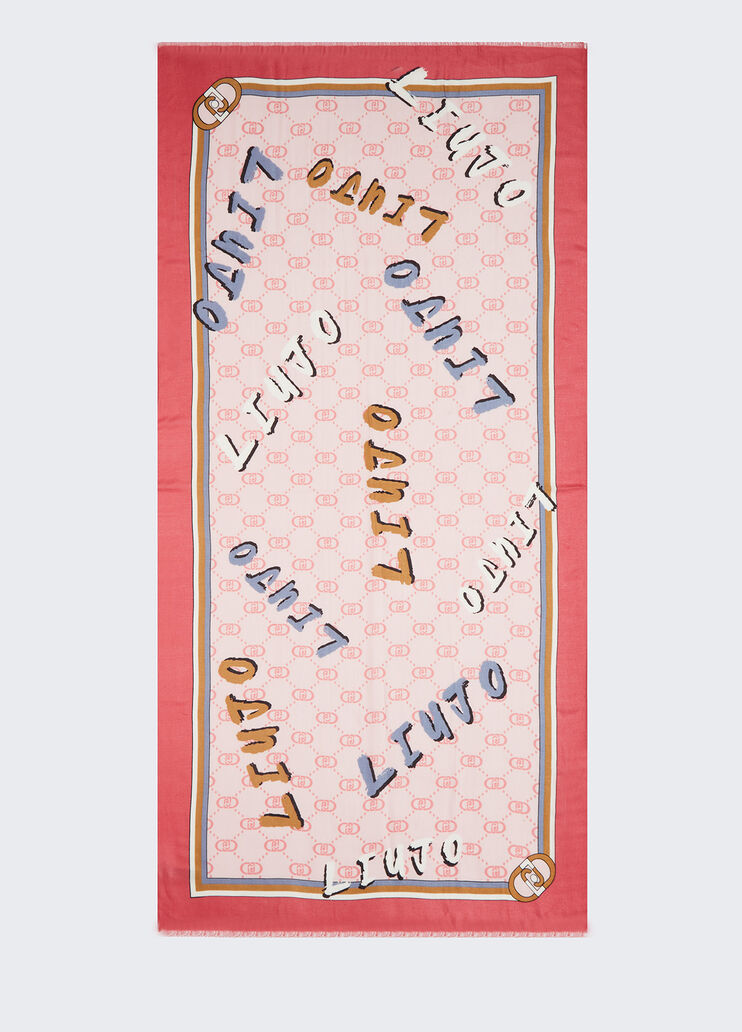 Stola monogram in misto lana rosa Liu Jo - large image number 3