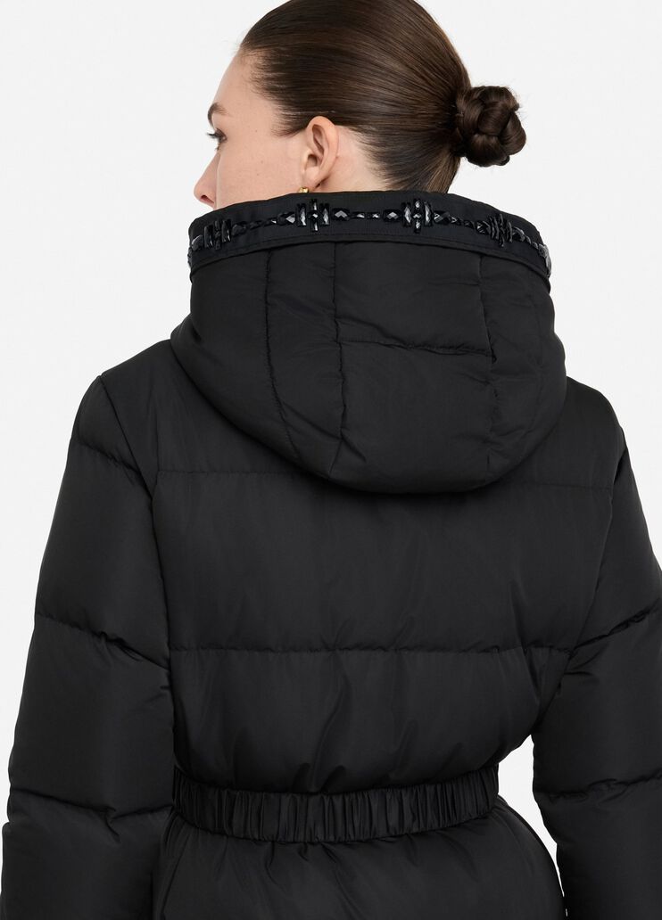 Longline down jacket with bejewelled embroidery black Liu Jo - large image number 4 Longline down jacket with bejewelled embroidery black Liu Jo - large image number 4