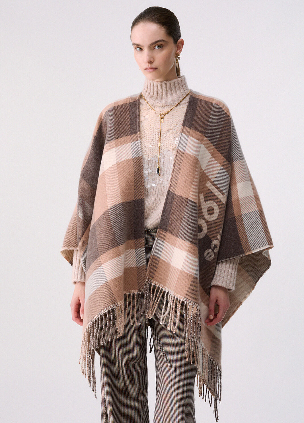 Poncho kariert Jacquard beige Liu Jo - large image number 0