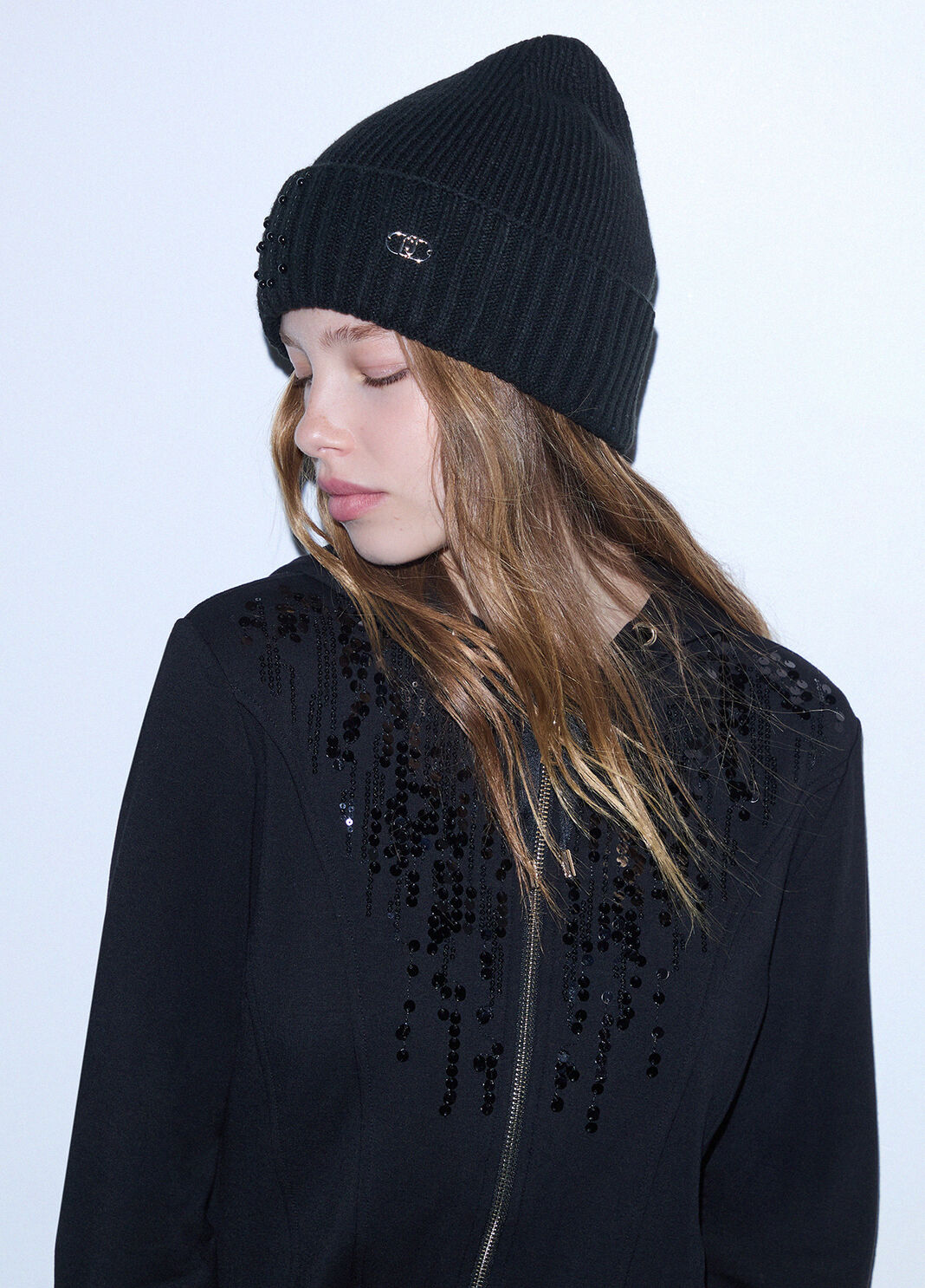 Knitted Hat with Embellishments black Liu Jo - large image number 0