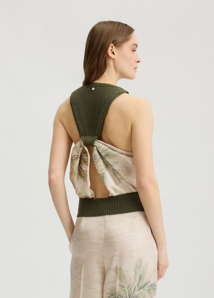 Knit top with cut-out detailing khaki green Liu Jo - large image number 1 Knit top with cut-out detailing khaki green Liu Jo - large image number 1