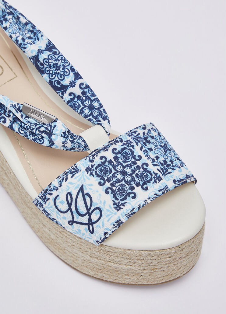 Wedge sandals with foulard blue Liu Jo - medium