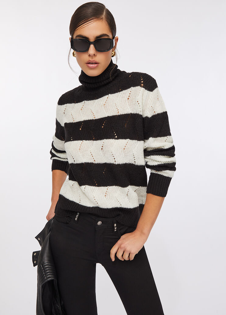Striped wool and alpaca polo-neck black Liu Jo - large image number 2